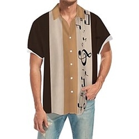 Homme Chemise Chemise hawa enne Cocotier Rayé Imprimés Photos Remarques Col rabattu Vert Beige Extérieur Plein Air Manches courtes Bouton bas Imprimer Vêtement Tenue Tropique Mode Hawa en Design miniinthebox