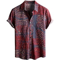 Homme Chemise Chemise hawa enne Courbe Imprimés Photos Col rabattu Rouge Vert foncé Beige Plein Air Casual Manches courtes Bouton bas Imprimer Vêtement Tenue Tropique Mode Hawa en Design miniinthebox