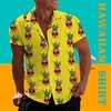 Homme Chemise Chemise hawa enne Crânes Ananas Imprimés Photos Col rabattu Jaune Vert Casual Vacances Manche Courte Bouton bas Imprimer Vêtement Tenue Tropique Mode Hawa en Flexible miniinthebox