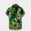 Homme Chemise Chemise hawa enne Crânes Imprimés Photos Bière Clover Col rabattu Vert Extérieur Plein Air Manches courtes Bouton bas Imprimer Vêtement Tenue Tropique Mode Hawa en Design miniinthebox