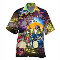 Homme Chemise Chemise hawa enne Crânes Imprimés Photos Col rabattu Jaune Casual Vacances Manche Courte Bouton bas Imprimer Vêtement Tenue Tropique Mode Hawa en Flexible miniinthebox