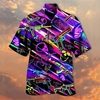 Homme Chemise Chemise hawa enne Crânes Imprimés Photos Pistolet Col rabattu Violet Casual Vacances Manche Courte Bouton bas Imprimer Vêtement Tenue Tropique Mode Hawa en Flexible miniinthebox