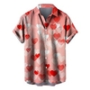 Homme Chemise Chemise hawa enne Cœur Imprimés Photos Col rabattu Noir Rose Claire Rouge Bleu Fuchsia Extérieur Plein Air Manches courtes Bouton bas Imprimer Vêtement Tenue Tropique Mode Hawa en Design miniinthebox