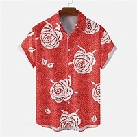 Homme Chemise Chemise hawa enne Cœur Imprimés Photos Col rabattu Vin Rose Claire Rouge Fuchsia Arc-en-ciel Plein Air Casual Manches courtes Bouton bas Imprimer Vêtement Tenue Tropique Mode Hawa en miniinthebox