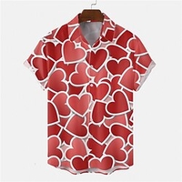 Homme Chemise Chemise hawa enne Cœur Lettre Imprimés Photos Col rabattu Noir Blanche Rose Claire Vin Plein Air Casual Manches courtes Bouton bas Imprimer Vêtement Tenue Tropique Mode Hawa en Design miniinthebox
