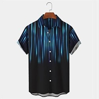 Homme Chemise Chemise hawa enne Dégradé Imprimés Photos Col rabattu Bleu Extérieur Plein Air Manches courtes Bouton bas Imprimer Vêtement Tenue Tropique Mode Hawa en Design miniinthebox