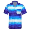 Homme Chemise Chemise hawa enne Dégradé Imprimés Photos Col rabattu Rose Claire Bleu Bleu clair Casual Sortie Manches courtes Bouton bas Imprimer Vêtement Tenue Tropique Hawa en Design Casual miniinthebox