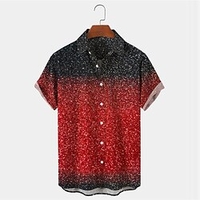 Homme Chemise Chemise hawa enne Dégradé Imprimés Photos Col rabattu Rouge Extérieur Plein Air Manches courtes Bouton bas Imprimer Vêtement Tenue Tropique Mode Hawa en Design miniinthebox