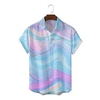 Homme Chemise Chemise hawa enne Dégradé Imprimés Photos Feuilles Col rabattu Bleu Vert Kaki Plein Air Casual Manches courtes Bouton bas Imprimer Vêtement Tenue Tropique Mode Hawa en Design miniinthebox
