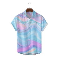 Homme Chemise Chemise hawa enne Dégradé Imprimés Photos Feuilles Col rabattu Bleu Vert Kaki Plein Air Casual Manches courtes Bouton bas Imprimer Vêtement Tenue Tropique Mode Hawa en Design miniinthebox