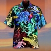 Homme Chemise Chemise hawa enne Dragon Imprimés Photos Col rabattu Bleu Casual Vacances Manche Courte Bouton bas Imprimer Vêtement Tenue Tropique Mode Hawa en Flexible miniinthebox