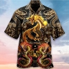Homme Chemise Chemise hawa enne Dragon Imprimés Photos Col rabattu Noir Casual Vacances Manche Courte Bouton bas Imprimer Vêtement Tenue Tropique Mode Hawa en Flexible miniinthebox