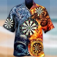 Homme Chemise Chemise hawa enne Dragon Imprimés Photos Fléchettes Col rabattu Jaune Casual Vacances Manche Courte Bouton bas Imprimer Vêtement Tenue Tropique Mode Hawa en Flexible miniinthebox