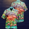 Homme Chemise Chemise hawa enne Flamant Imprimés Photos La Saint-Valentin Feuilles Col rabattu Bleu Casual Vacances Manche Courte Bouton bas Imprimer Vêtement Tenue Tropique Mode Hawa en Flexible miniinthebox
