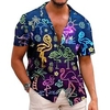 Homme Chemise Chemise hawa enne Flamant Imprimés Photos Lumière Col rabattu Bleu Plein Air Casual Manches courtes Bouton bas Imprimer Vêtement Tenue Tropique Mode Hawa en Design miniinthebox