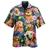 Homme Chemise Chemise hawaïenne Floral Chien Imprimés Photos Col rabattu Bleu Casual Vacances Manche Courte Bouton bas Imprimer Vêtement Tenue Tropique Mode Hawaïen Flexible miniinthebox