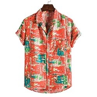 Homme Chemise Chemise hawa enne Floral Cocotier Imprimés Photos Col rabattu Jaune clair Abricot Noir Jaune Rouge Casual Vacances Manche Courte Bouton bas Imprimer Vêtement Tenue Tropique Mode Hawa en miniinthebox