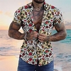 Homme Chemise Chemise hawa enne Floral Crânes Imprimés Photos Col rabattu Blanche Jaune Plein Air Casual Manches courtes Bouton bas Imprimer Vêtement Tenue Tropique Mode Hawa en Design miniinthebox
