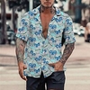 Homme Chemise Chemise hawa enne Floral Crânes Imprimés Photos Col rabattu Bleu Bleu clair Casual Vacances Manche Courte Bouton bas Imprimer Vêtement Tenue Tropique Mode Hawa en Flexible miniinthebox