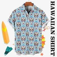 Homme Chemise Chemise hawa enne Floral Crânes Imprimés Photos Col rabattu Noir Bleu Plein Air Casual Manches courtes Bouton bas Imprimer Vêtement Tenue Tropique Mode Hawa en Design miniinthebox