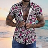 Homme Chemise Chemise hawa enne Floral Crânes Imprimés Photos Col rabattu Rouge Bleu Plein Air Casual Manches courtes Bouton bas Imprimer Vêtement Tenue Tropique Mode Hawa en Design miniinthebox