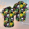 Homme Chemise Chemise hawa enne Floral Crânes Imprimés Photos Col rabattu Vert Plein Air Casual Manches courtes Bouton bas Imprimer Vêtement Tenue Tropique Mode Hawa en Design miniinthebox
