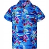 Homme Chemise Chemise hawa enne Floral Flamant Imprimés Photos Col rabattu Bleu Extérieur Plein Air Manches courtes Bouton bas Imprimer Vêtement Tenue Tropique Mode Hawa en Design miniinthebox
