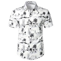 Homme Chemise Chemise hawa enne Floral Imprimés Photos Col rabattu Abricot Blanche Rouge Bleu Plein Air Casual Manches courtes Bouton bas Imprimer Vêtement Tenue Tropique Mode Hawa en Design miniinthebox