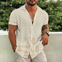 Homme Chemise Chemise hawa enne Floral Imprimés Photos Col rabattu Abricot Jaune Plein Air Casual Manches courtes Bouton bas Imprimer Vêtement Tenue Tropique Mode Bohème Hawa en miniinthebox