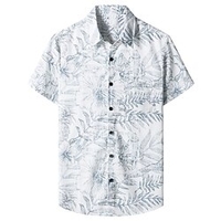 Homme Chemise Chemise hawa enne Floral Imprimés Photos Col rabattu Blanche bleu marine Marron Vert Extérieur Plein Air Manches courtes Bouton bas Imprimer Vêtement Tenue Tropique Mode Hawa en Design miniinthebox