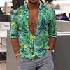 Homme Chemise Chemise hawa enne Floral Imprimés Photos Col rabattu Blanche Bleu Vert Extérieur Casual manche longue Bouton bas Imprimer Vêtement Tenue Sportif Mode Vêtement de rue Design miniinthebox
