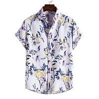 Homme Chemise Chemise hawa enne Floral Imprimés Photos Col rabattu Blanche Plein Air Casual Manches courtes Bouton bas Imprimer Vêtement Tenue Tropique Mode Hawa en Design miniinthebox