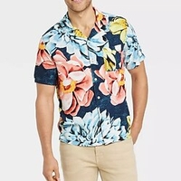 Homme Chemise Chemise hawa enne Floral Imprimés Photos Col rabattu Bleu Casual Vacances Manche Courte Bouton bas Imprimer Vêtement Tenue Tropique Mode Hawa en Flexible miniinthebox