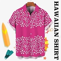 Homme Chemise Chemise hawa enne Floral Imprimés Photos Col rabattu Bleu Fuchsia Plein Air Casual Manches courtes Bouton bas Imprimer Vêtement Tenue Tropique Mode Hawa en Design miniinthebox