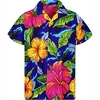 Homme Chemise Chemise hawa enne Floral Imprimés Photos Col rabattu bleu marine Casual Vacances Manche Courte Bouton bas Imprimer Vêtement Tenue Tropique Mode Hawa en Flexible miniinthebox