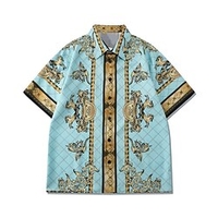 Homme Chemise Chemise hawa enne Floral Imprimés Photos Col rabattu Bleu Plein Air Casual Manches courtes Bouton bas Imprimer Vêtement Tenue Tropique Mode Hawa en Design miniinthebox