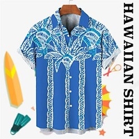 Homme Chemise Chemise hawa enne Floral Imprimés Photos Col rabattu Bleu Roi Bleu Plein Air Casual Manches courtes Bouton bas Imprimer Vêtement Tenue Tropique Mode Hawa en Design miniinthebox