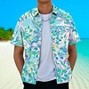 Homme Chemise Chemise hawa enne Floral Imprimés Photos Col rabattu Bleu Violet Plein Air Casual Manches courtes Bouton bas Imprimer Vêtement Tenue Tropique Mode Hawa en Design miniinthebox