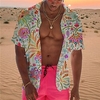 Homme Chemise Chemise hawa enne Floral Imprimés Photos Col rabattu Jaune Vert Plein Air Casual Manches courtes Bouton bas Imprimer Vêtement Tenue Tropique Mode Bohème Hawa en miniinthebox
