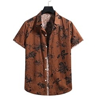 Homme Chemise Chemise hawa enne Floral Imprimés Photos Col rabattu Marron Plein Air Casual Manches courtes Bouton bas Imprimer Vêtement Tenue Tropique Mode Hawa en Design miniinthebox