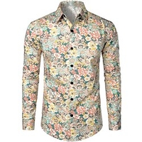 Homme Chemise Chemise hawa enne Floral Imprimés Photos Col rabattu Noir bleu marine Vert Beige Extérieur Casual manche longue Bouton bas Imprimer Vêtement Tenue Sportif Mode Vêtement de rue Design miniinthebox