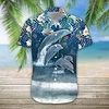 Homme Chemise Chemise hawa enne Floral Imprimés Photos Dauphin Col rabattu Bleu Extérieur Casual Manches courtes Bouton bas Imprimer Vêtement Tenue Design Casual Flexible Respirable miniinthebox