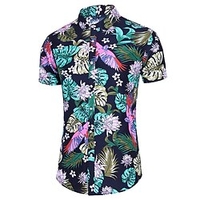 Homme Chemise Chemise hawa enne Floral Imprimés Photos Feuilles Col rabattu Noir Blanche Bleu Orange Extérieur Casual Manches courtes Bouton bas Imprimer Vêtement Tenue Design Casual Flexible miniinthebox