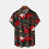 Homme Chemise Chemise hawa enne Floral Imprimés Photos Guitare Col rabattu Noir Plein Air Casual Manches courtes Bouton bas Imprimer Vêtement Tenue Tropique Mode Hawa en Design miniinthebox
