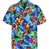 Homme Chemise Chemise hawa enne Floral Imprimés Photos Perroquet Col rabattu Bleu Casual Vacances Manche Courte Bouton bas Imprimer Vêtement Tenue Tropique Mode Hawa en Flexible miniinthebox