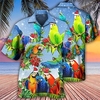 Homme Chemise Chemise hawa enne Floral Imprimés Photos Perroquet La Saint-Valentin Col rabattu Bleu Casual Vacances Manche Courte Bouton bas Imprimer Vêtement Tenue Tropique Mode Hawa en Flexible miniinthebox