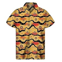 Homme Chemise Chemise hawa enne Floral Imprimés Photos Rétro Vintage Col rabattu Jaune Casual Vacances Manche Courte Bouton bas Imprimer Vêtement Tenue Tropique Mode Hawa en Flexible miniinthebox