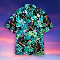 Homme Chemise Chemise hawa enne Floral Orang-outan Imprimés Photos Col rabattu Bleu Casual Vacances Manche Courte Bouton bas Imprimer Vêtement Tenue Tropique Mode Hawa en Flexible miniinthebox