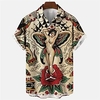 Homme Chemise Chemise hawa enne Floral Sirène Imprimés Photos Pirate Col rabattu Abricot Plein Air Casual Manches courtes Bouton bas Imprimer Vêtement Tenue Tropique Mode Hawa en Design miniinthebox