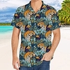 Homme Chemise Chemise hawa enne Floral tigre Imprimés Photos Col rabattu Bleu Plein Air Casual Manches courtes Bouton bas Imprimer Vêtement Tenue Tropique Mode Hawa en Design miniinthebox